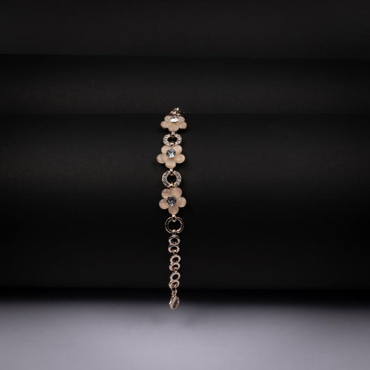 Blooming Beauty Bracelet - Gold-Plated with Flower Charms & Cubic Zirconia