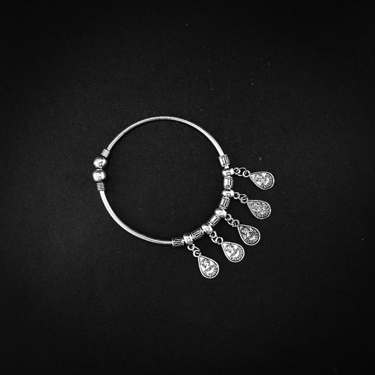 Bohemian Charm Bracelet - Oxidized Silver with Antique Finish & Elizabeth Image