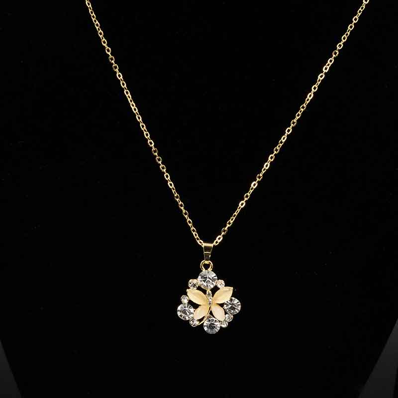 Gold Butterfly Necklace with Crystal Accents