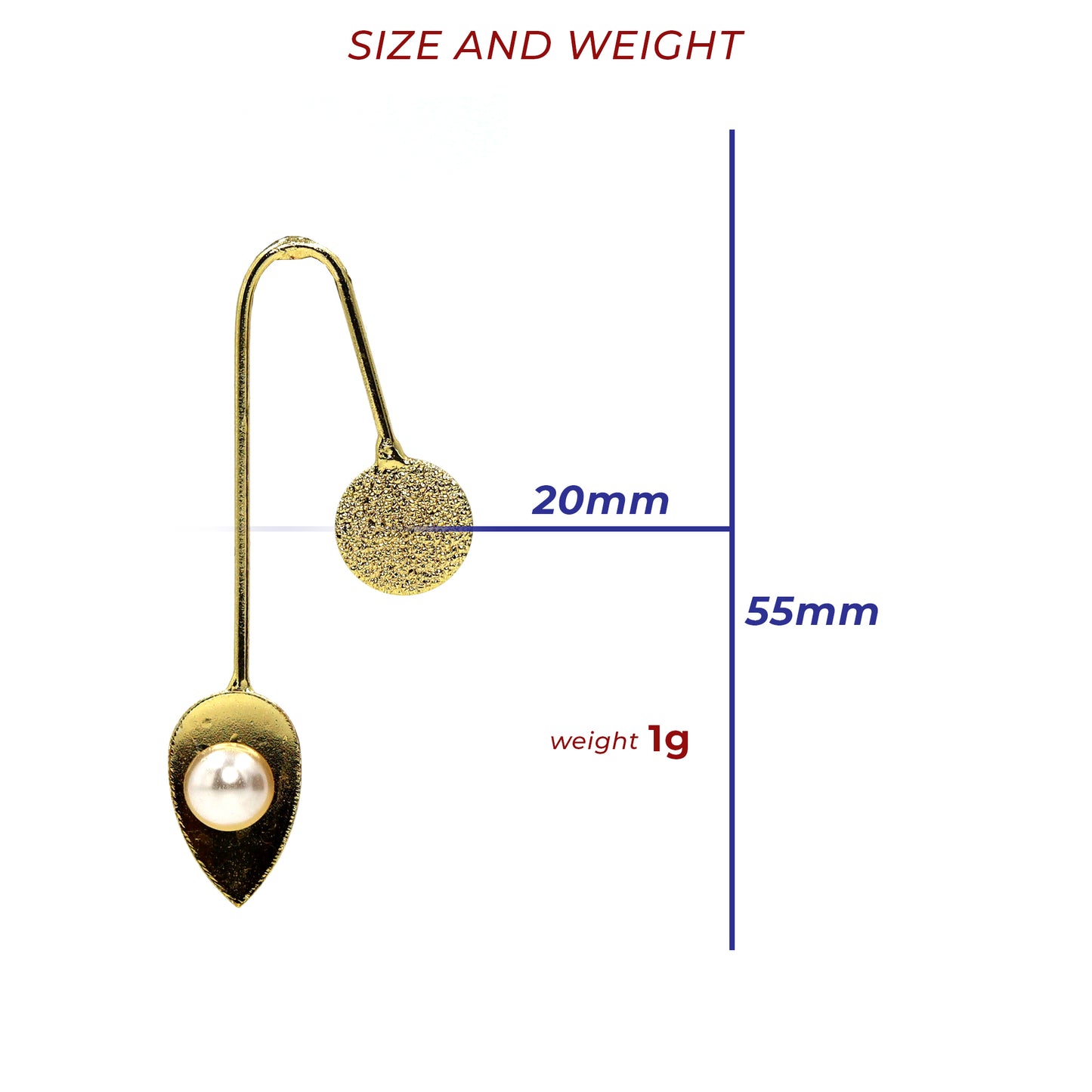 Gold-tone minimalist earrings with circular stud and hanging pearl drop – DIVAMAS Zen Pearl Line Drops._02