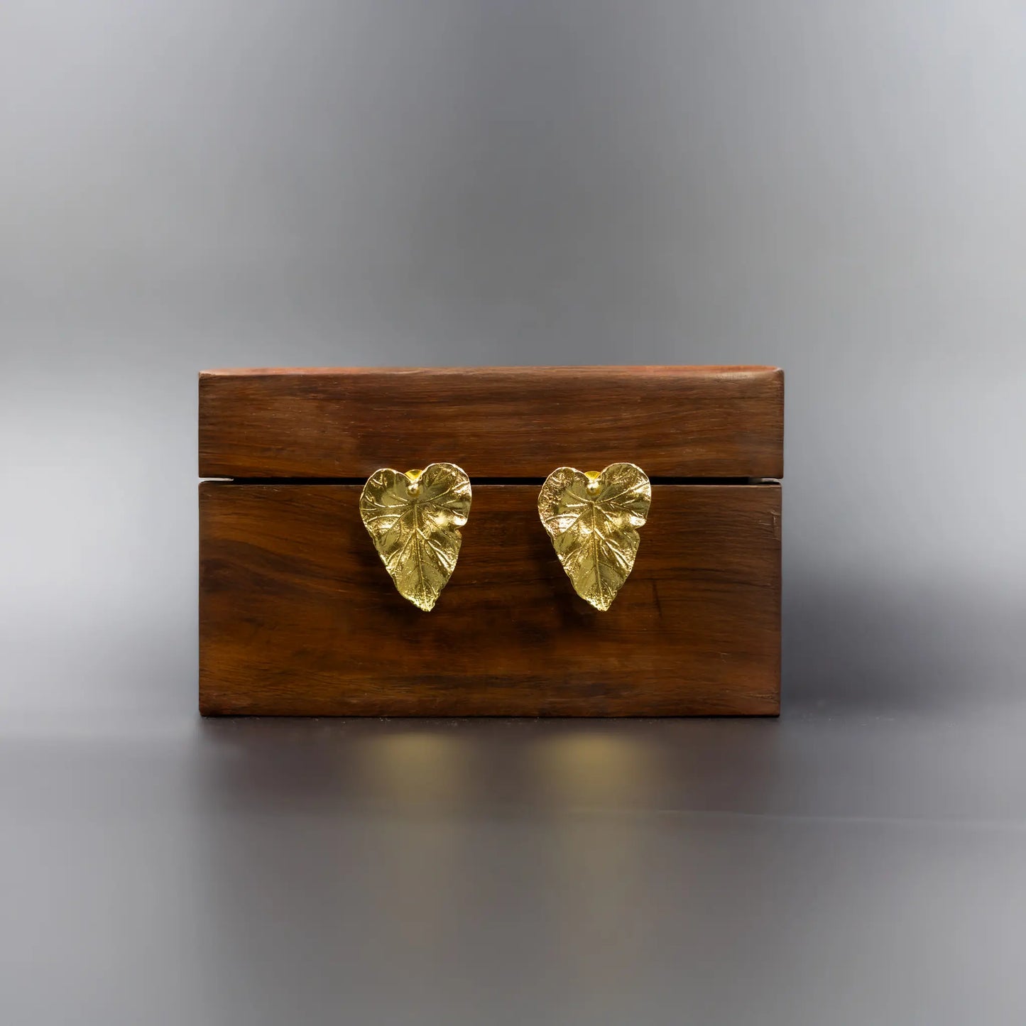 Divamas Gold Plated Leaf Statement Earrings – Luxury Botanical Inspired Design