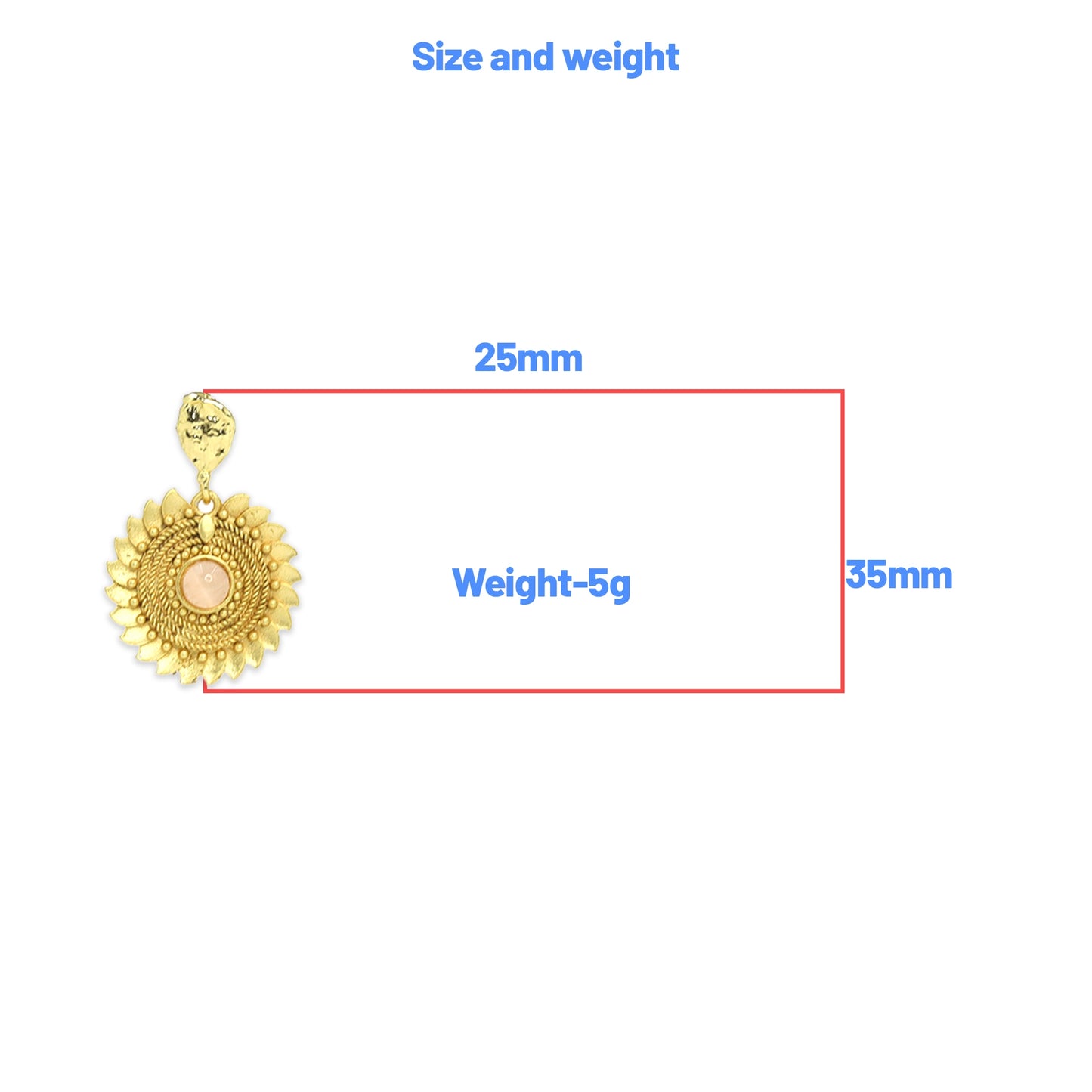 Divamas Grand Gold-Plated Round Drop Earrings with Center Stone Pinkish-Brown – Luxury Ethnic Designer Jewelry