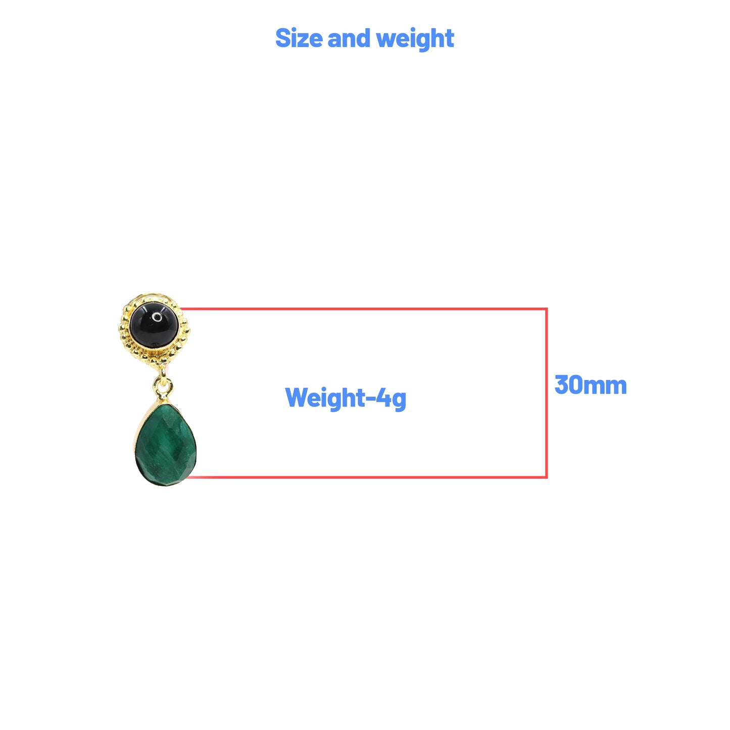 Divamas Luxurious Green & Black Raw Stone Drop Earrings – Gold Plated Designer Charm