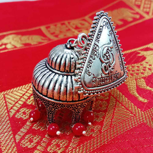 Divamas OM Tribal Jhumka Earrings | Handcrafted | Oxidized Silver - DIVAMAS