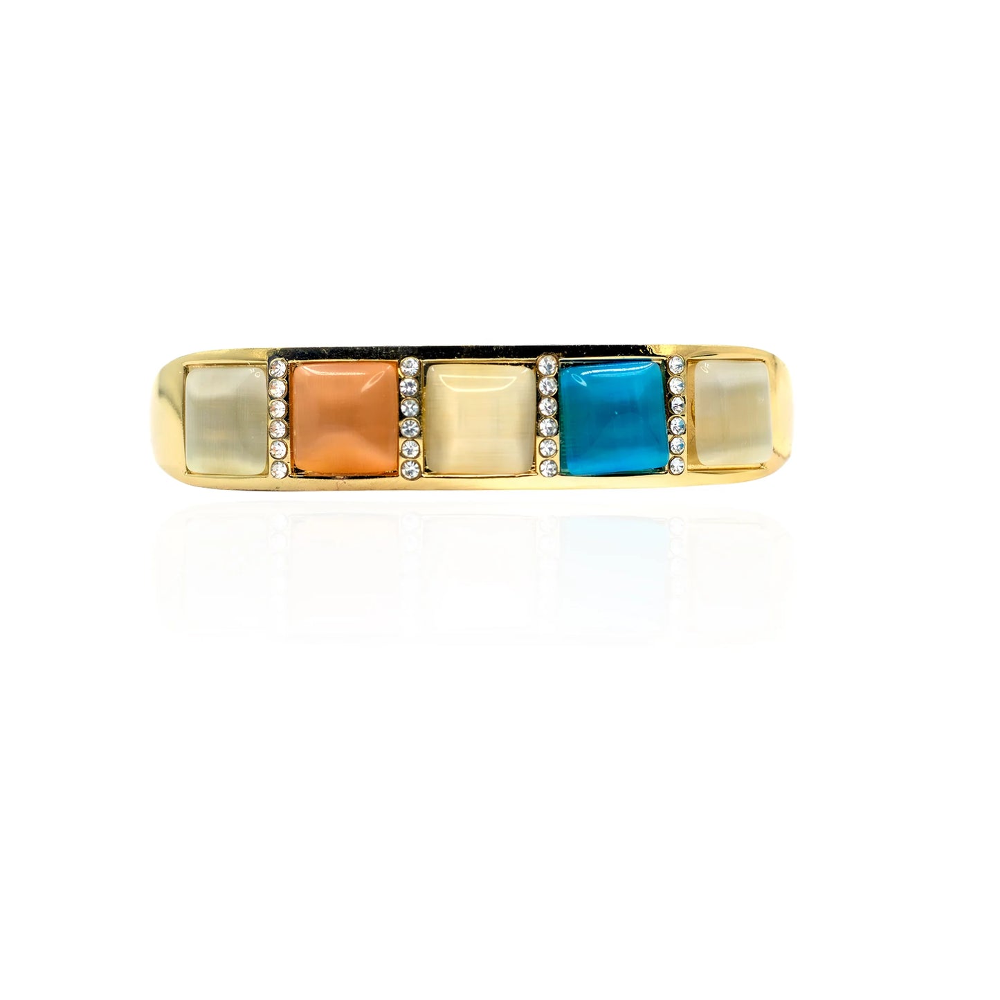 Multi square stone gold finish bracelet