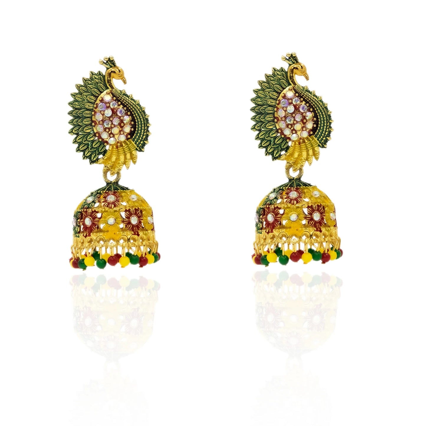 Peacock design traditional jhumka earrings