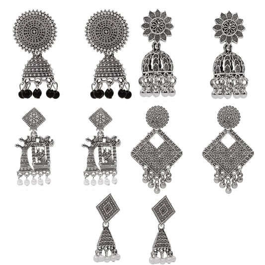 Designer Oxidised Earrings Combo Set (5 Pairs) | Statement