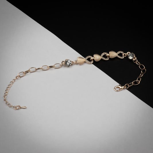 Sparkling Heart Charm Bracelet - Cubic Zirconia & Gold-Plated