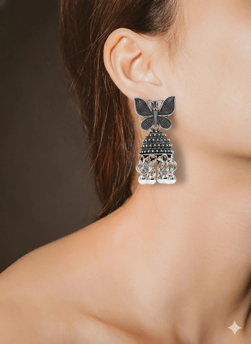 Oxidised Silver Earrings Combo Set (5 Pairs) | Ethnic & Boho Style