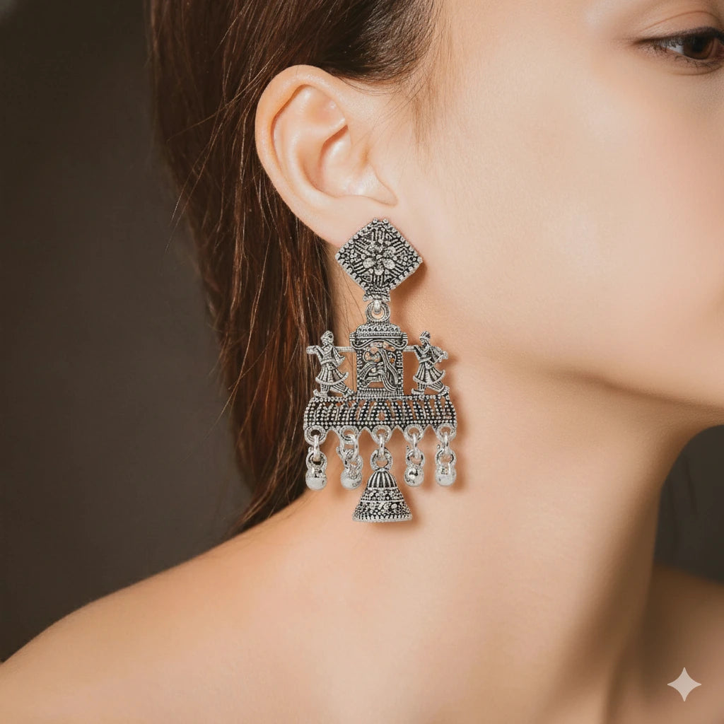 Tribal Oxidised Earrings Combo (5 Pairs) | Boho Jewellery