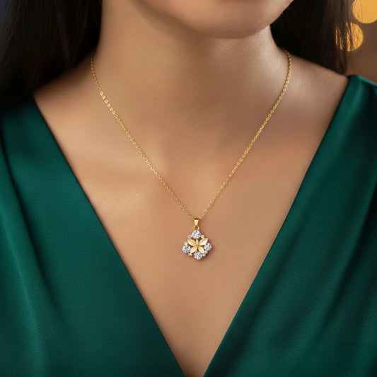 Butterfly Dreams: Sparkling Gold Necklace with Crystal Accents