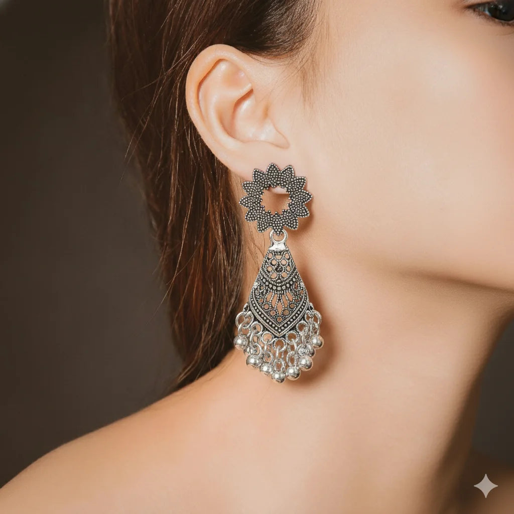 Oxidised Silver Earrings Combo Set (5 Pairs) | Ethnic Styles