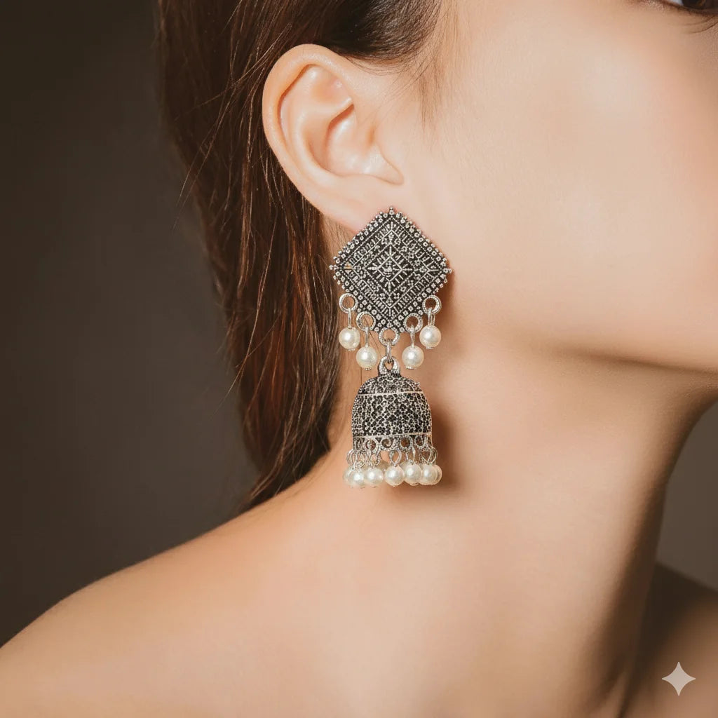 Oxidised Silver Earrings Combo Set (5 Pairs) | Ethnic Styles