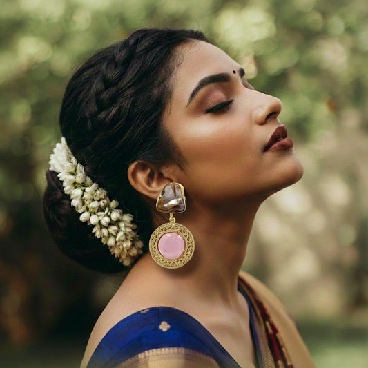 DIVAMAS Earrings - Monalisa Stone & Mother of Pearl