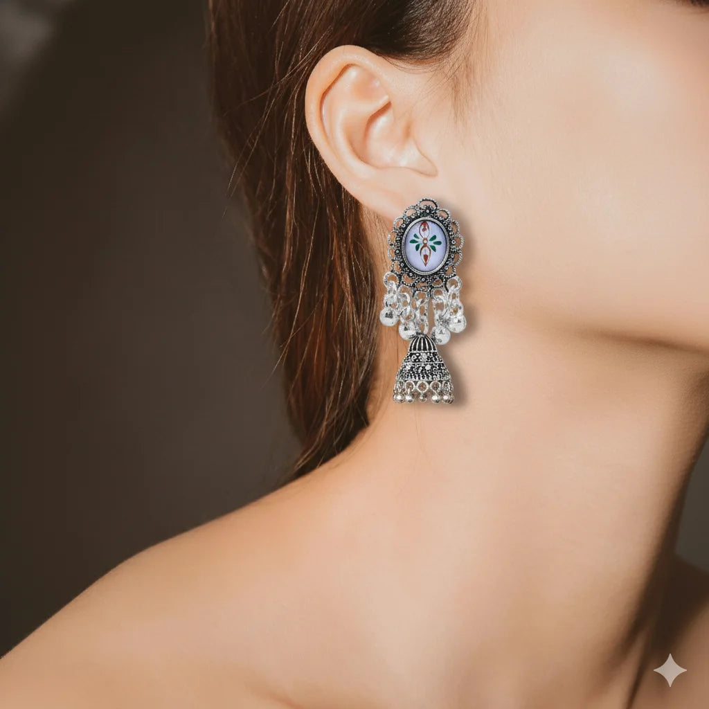Traditional Oxidised Jhumka Combo Set (5 Pairs)