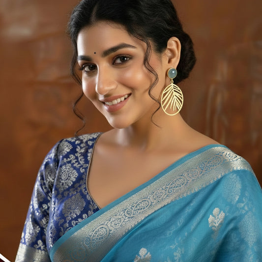 DIVAMAS Monalisa Stone Leaf Dangle – Blue, Black & Pink