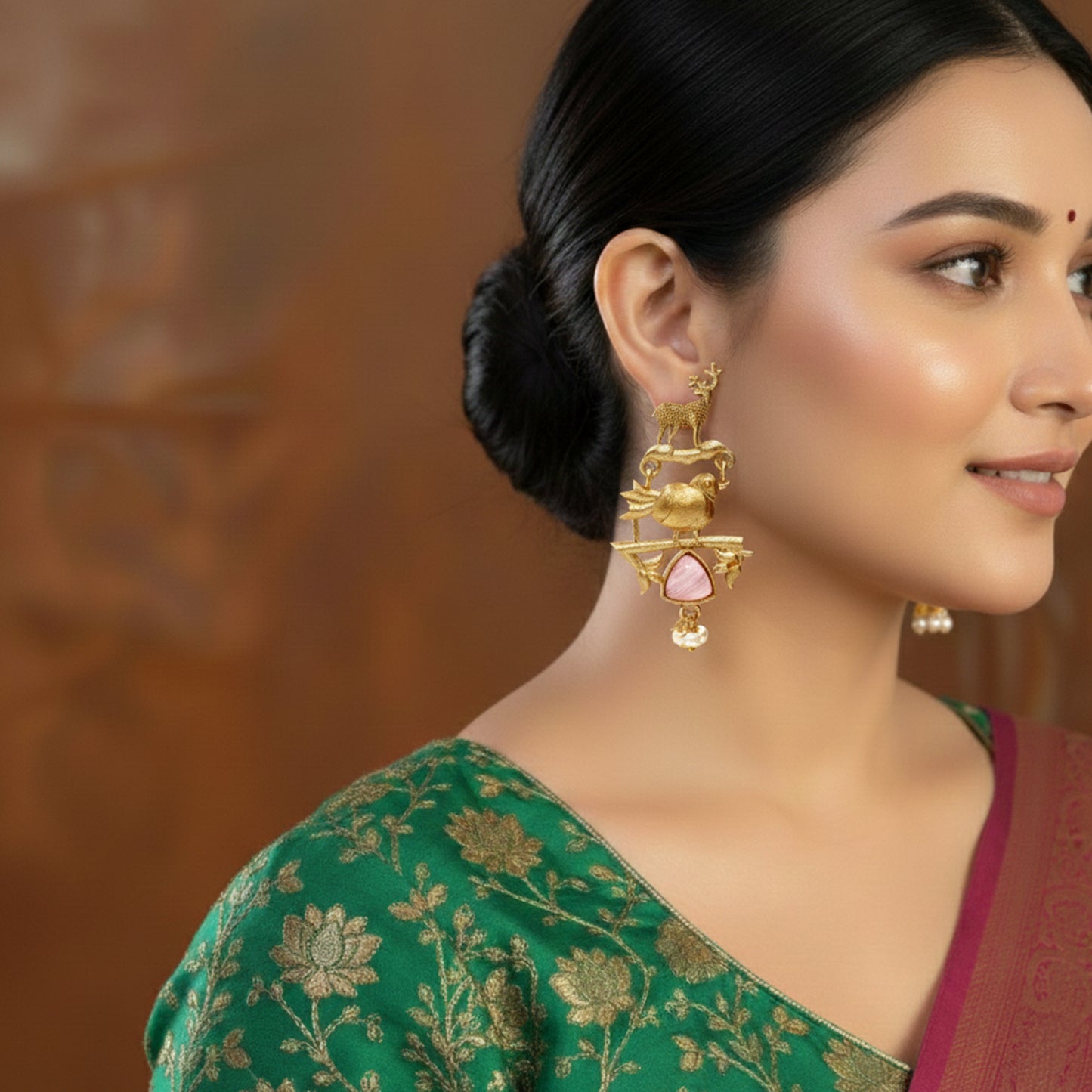 DIVAMAS Ethnic Deer & Bird Earrings – Monalisa Stone