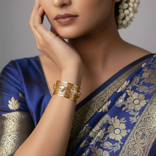 Sparkling Gold Cuff Bracelet – Bold & Stylish Arm Jewelry