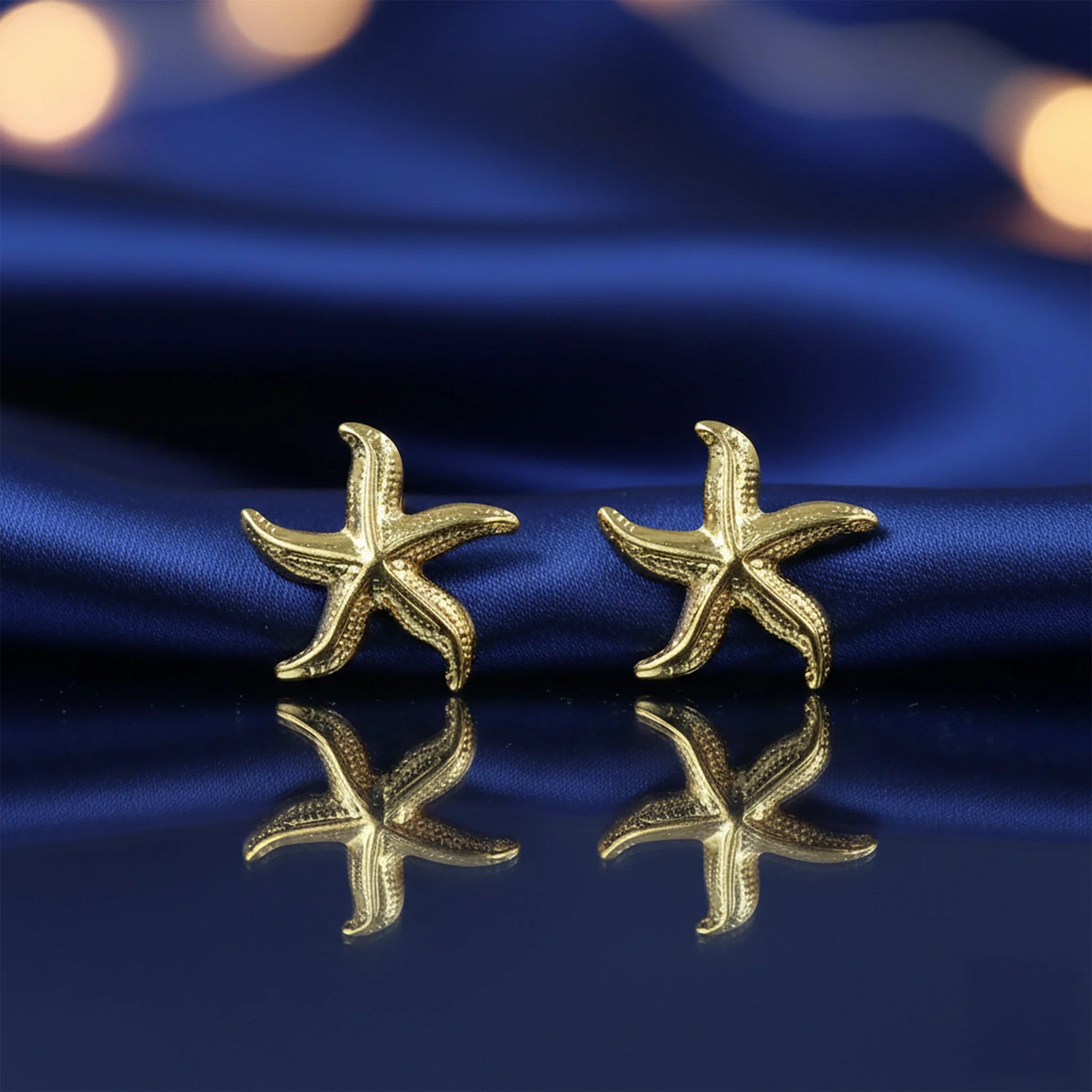 Anti-tarnish gold-color starfish stud earrings for women
