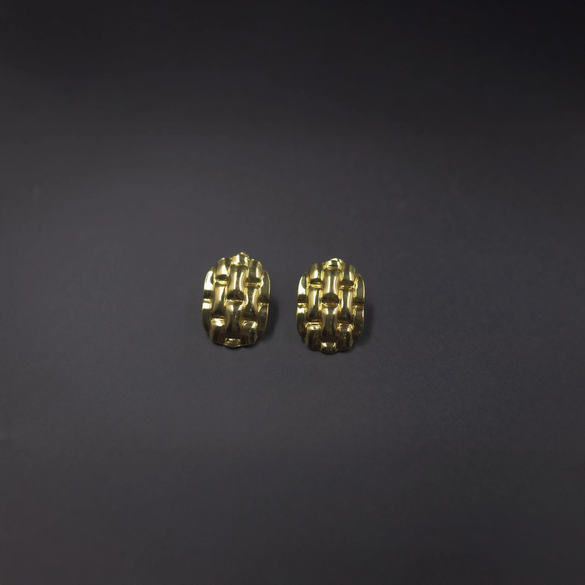 Anti-tarnish gold-color textured stud earrings for women