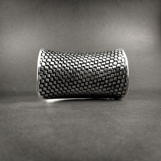Statement Silver-Tone Cuff Bracelet - Geometric Design - DIVAMAS