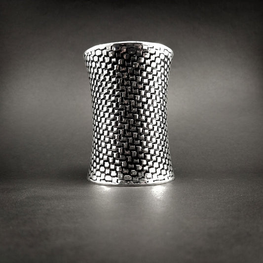 Statement Silver-Tone Cuff Bracelet - Geometric Design - DIVAMAS