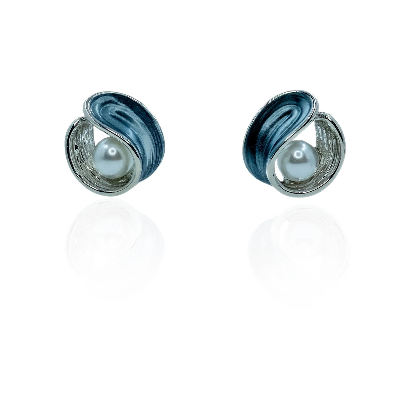 Blue enamel style anti-tarnish stud earrings