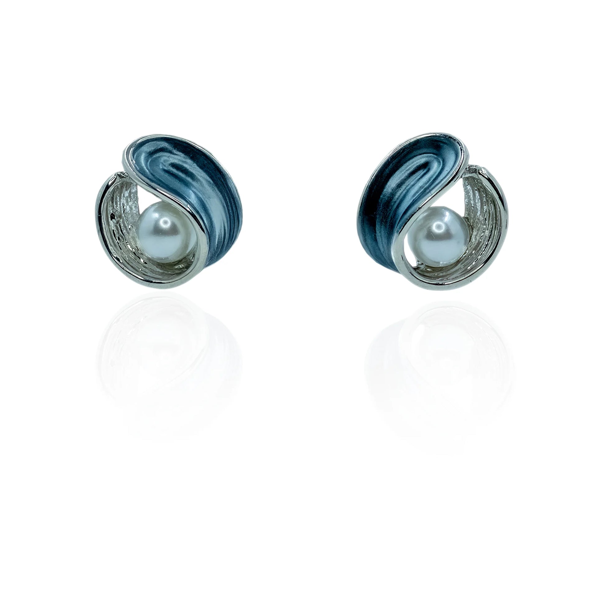 Blue enamel style anti-tarnish stud earrings