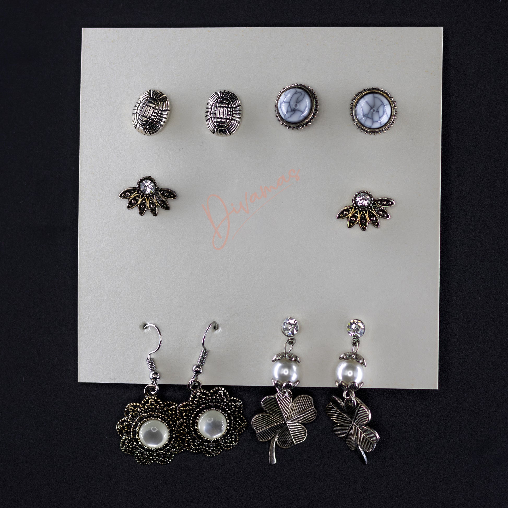 Budget-Friendly DIVAMAS Earring Pack – 5 for the Price of 1!