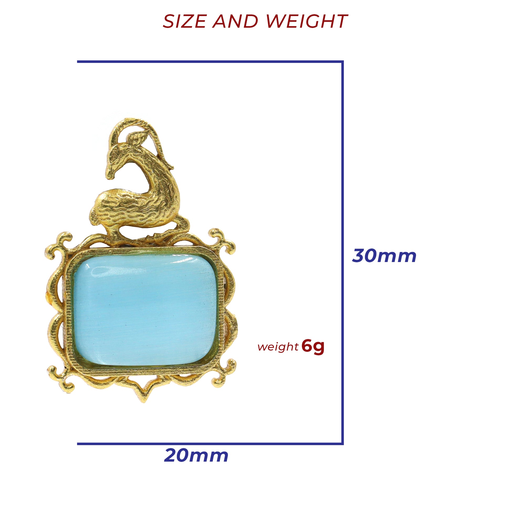 DIVAMAS gold antelope motif earrings with blue Monalisa stone – handcrafted ethnic design_02