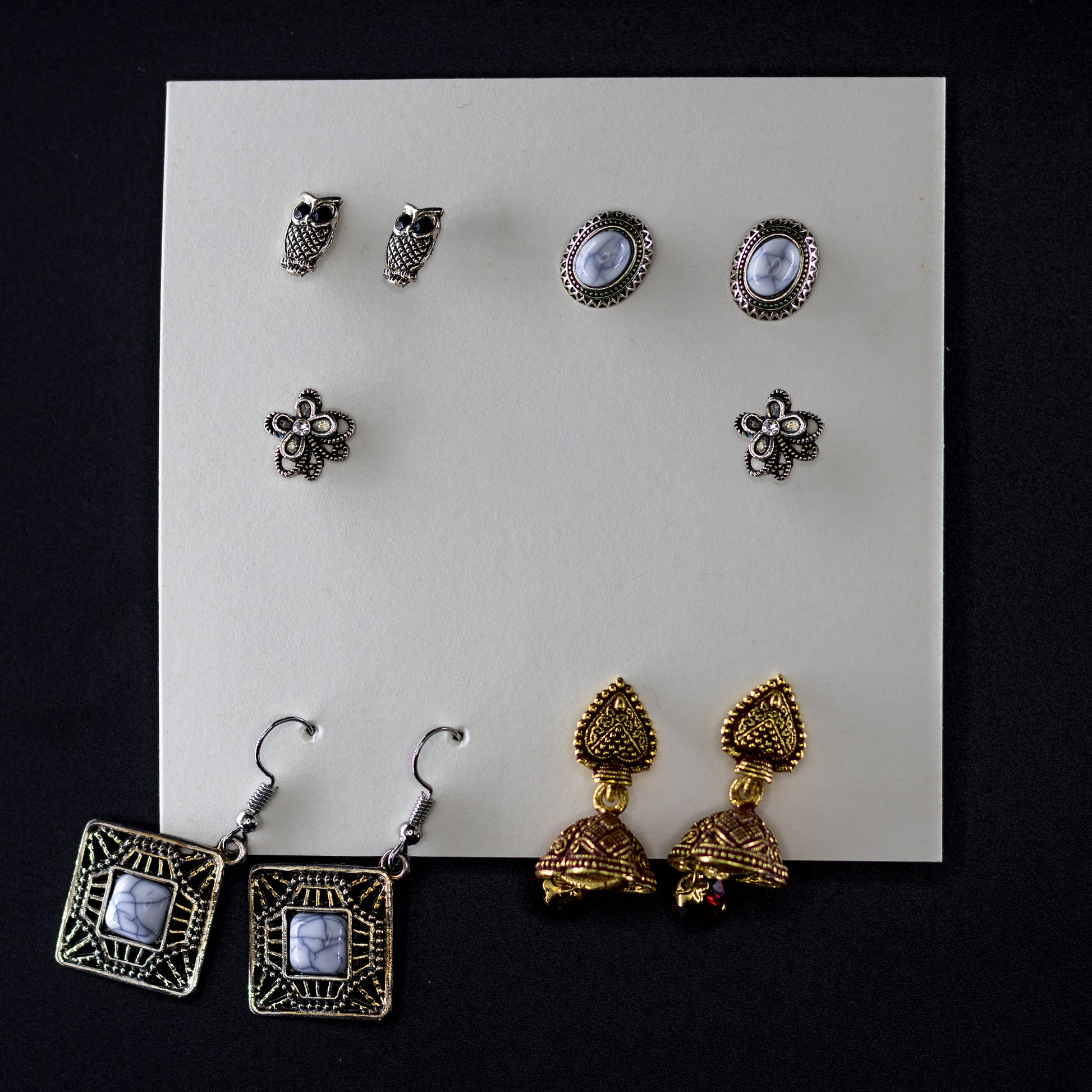 DIVAMAS fashionable earring set – 5 beautiful styles perfect for work, outings, festive occasions, and gifting.