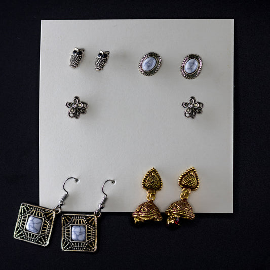 DIVAMAS fashionable earring set – 5 beautiful styles perfect for work, outings, festive occasions, and gifting.