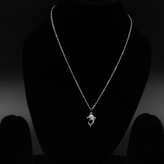 Dazzling Dolphin Pendant Necklace with Cubic Zirconia_02