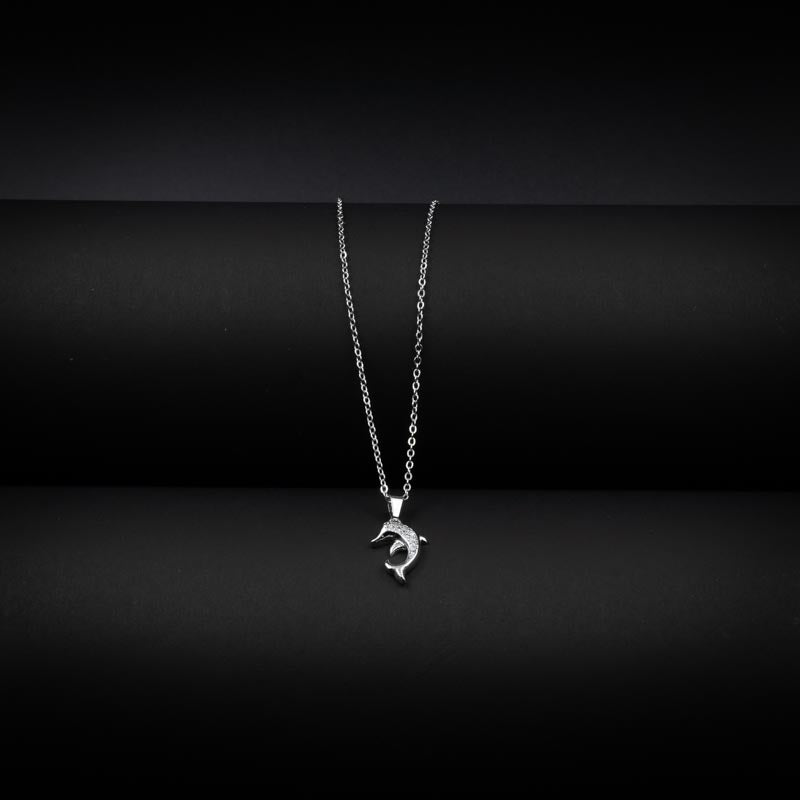Dazzling Dolphin Pendant Necklace with Cubic Zirconia_03