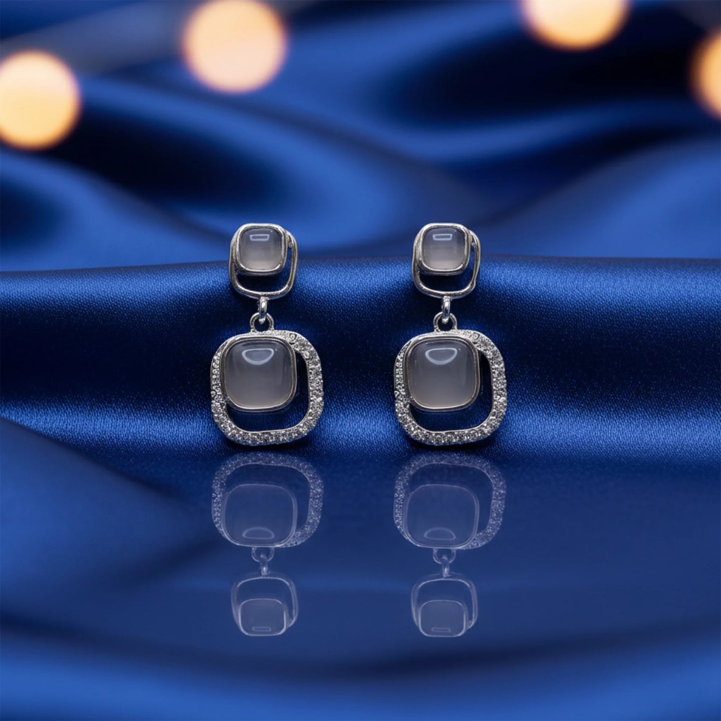 Designer silver-tone drop earrings for women