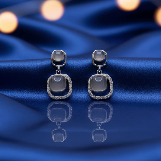 Designer silver-tone drop earrings for women