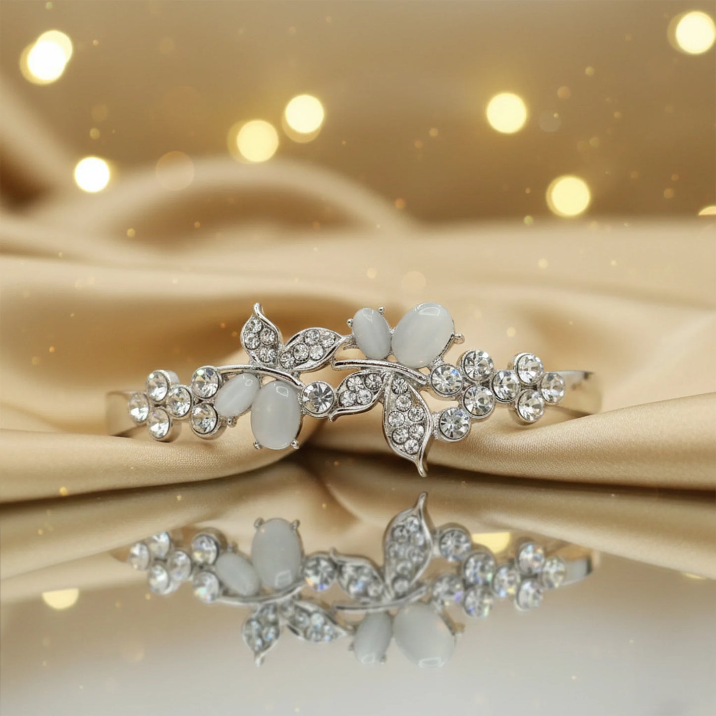 Designer silver monalisa stone bracelet for festive wear