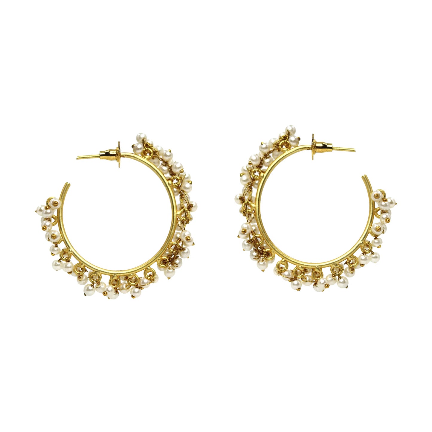 Divamas Gold Plated Pearl Hoop Earrings – A Touch of Class