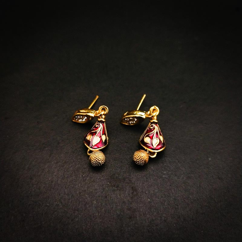 Gold-Tone Floral Stud Earrings with Multicolored Enamel - DIVAMAS