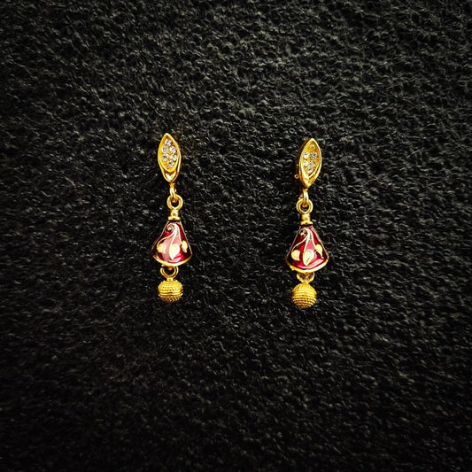 Gold-Tone Floral Stud Earrings with Multicolored Enamel - DIVAMAS