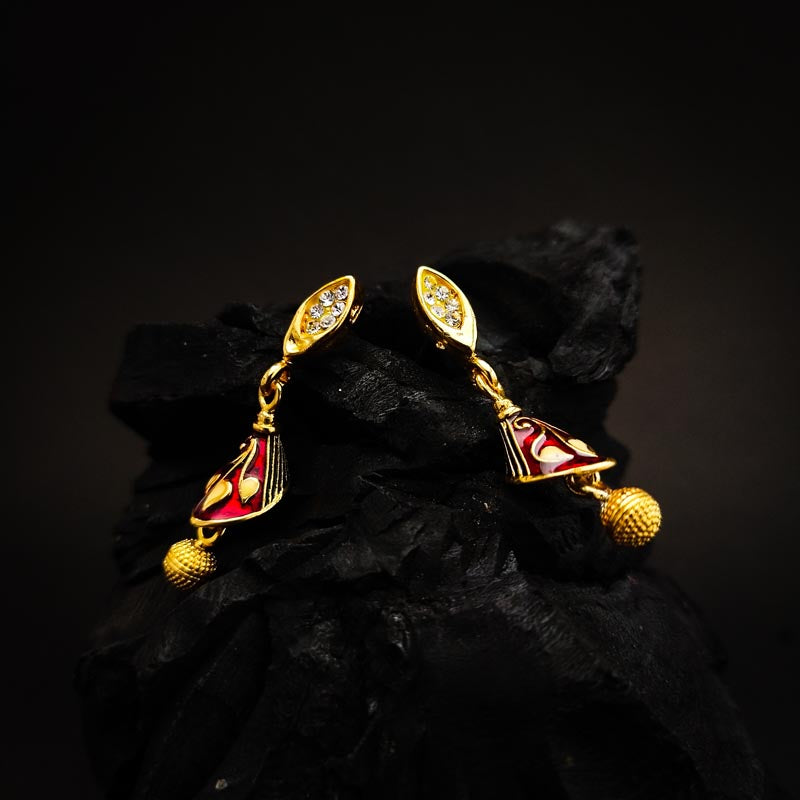 Gold-Tone Floral Stud Earrings with Multicolored Enamel - DIVAMAS