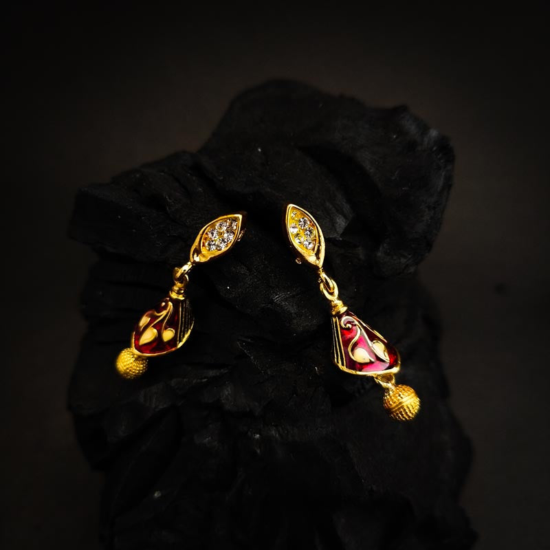 Gold-Tone Floral Stud Earrings with Multicolored Enamel - DIVAMAS