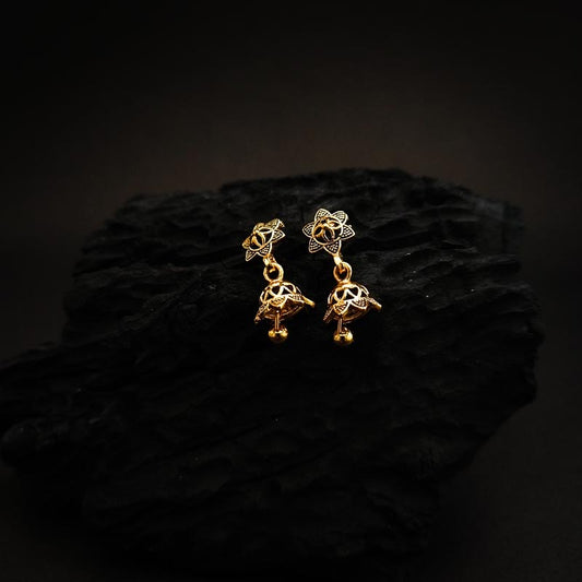Elegant Gold-Plated Jhumka Earrings with Intricate Design - DIVAMAS