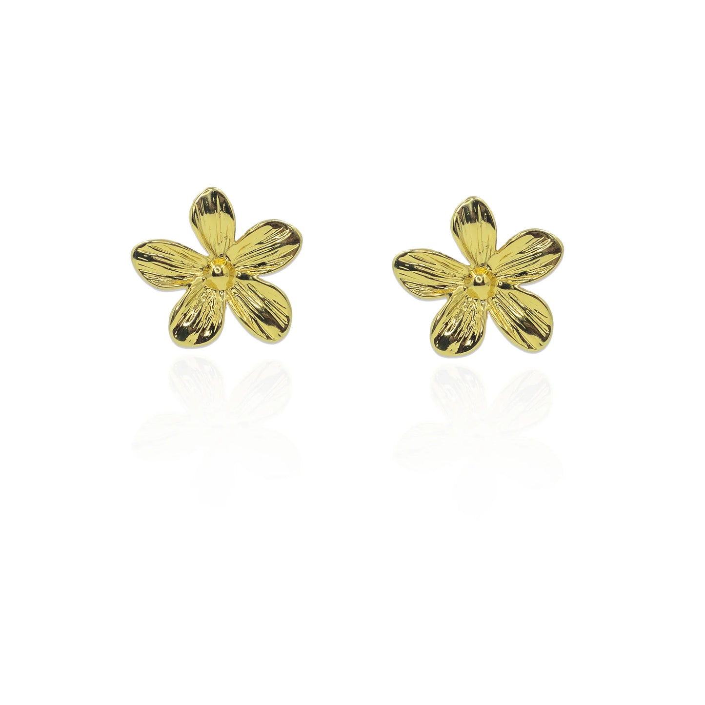 Elegant flower design gold-color stud earrings