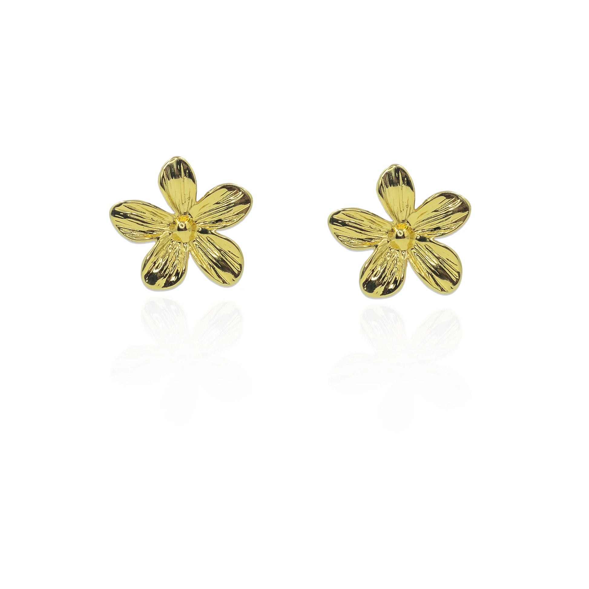 Elegant flower design gold-color stud earrings