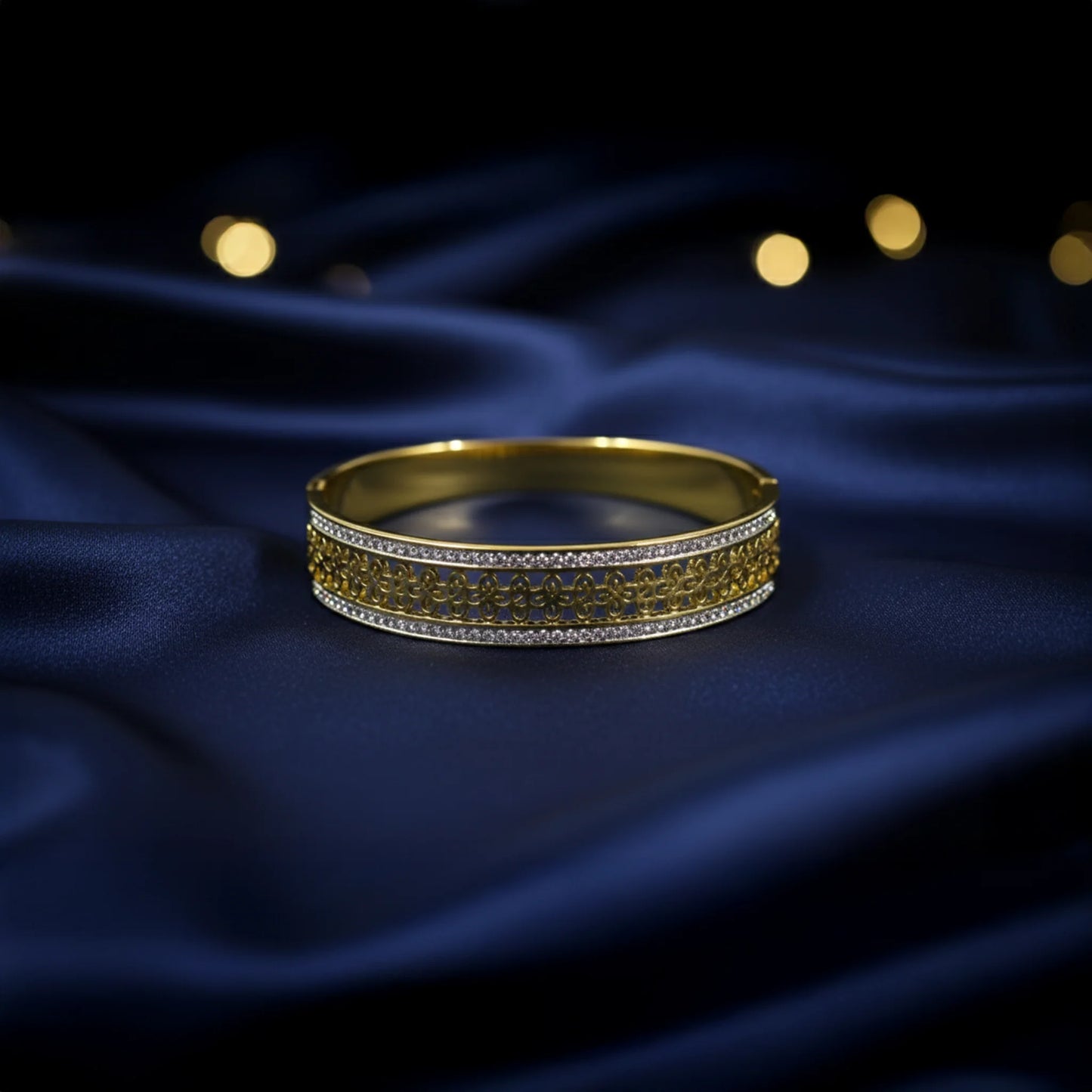 Elegant gold bracelet for women with filigree work