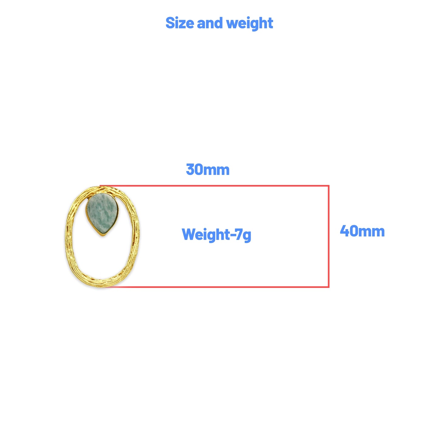 Gold Plated Brass Earrings with Raw Stone