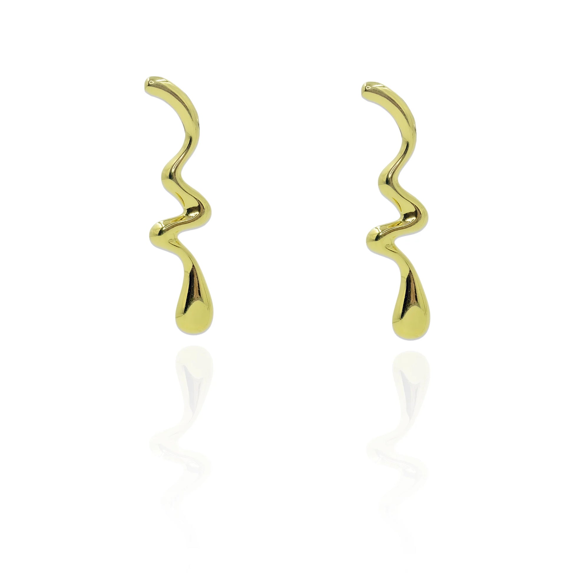 Minimal abstract design gold-color stud earrings