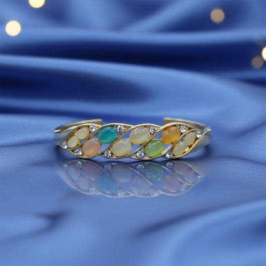 Modern twisted design gold finish bracelet