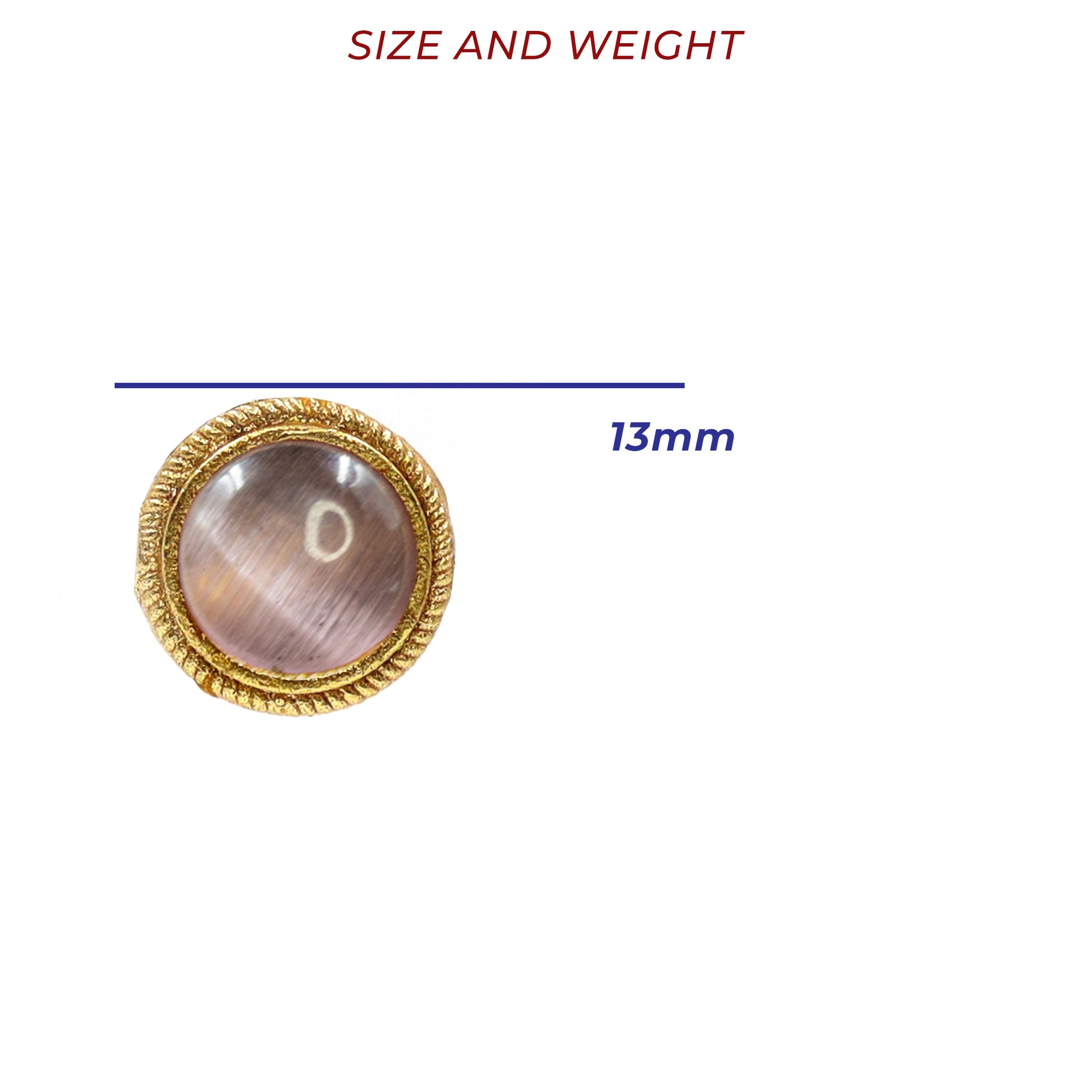 DIVAMAS pink Monalisa stone stud earrings with a gold bezel setting, displayed on a dark textured background._02